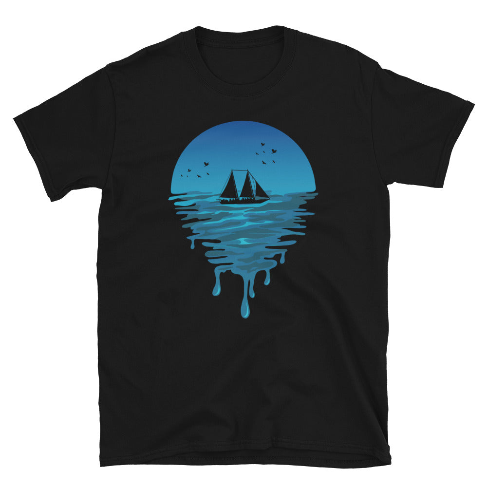 Sailboat in Melted Ocean Fit Unisex Softstyle T-Shirt