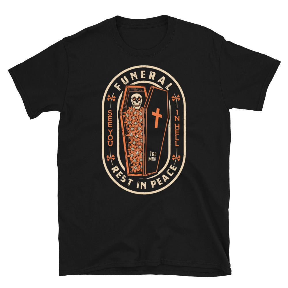 Vintage Skull in Coffin Fit Unisex Softstyle T-Shirt