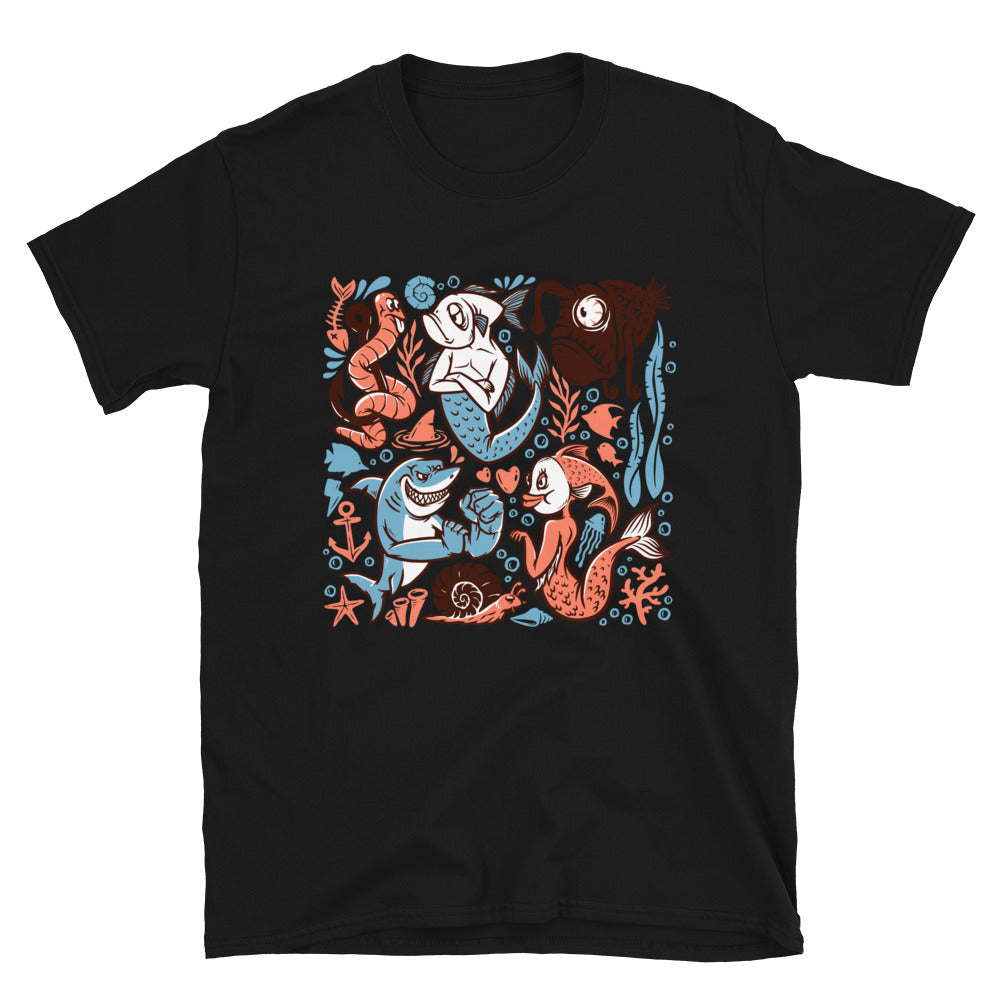 Set of hand drawn sea creature elements Fit Unisex Softstyle T-Shirt