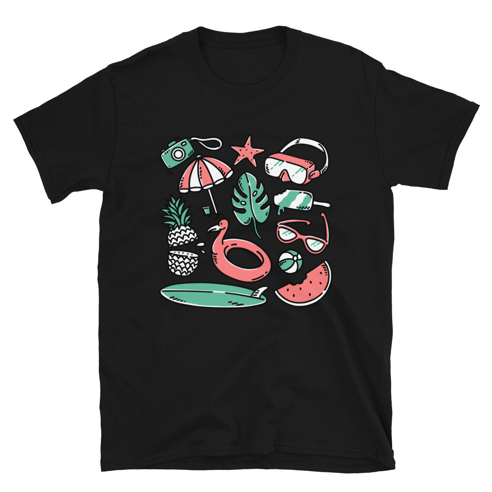 Set of hand drawn beach elements Fit Unisex Softstyle T-Shirt