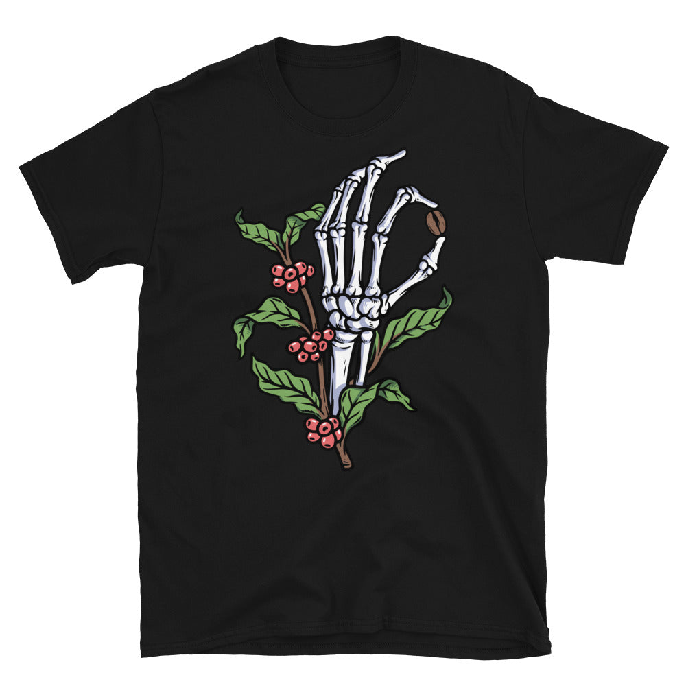 Skull Hand and Coffee Tree Fit Unisex Softstyle T-Shirt