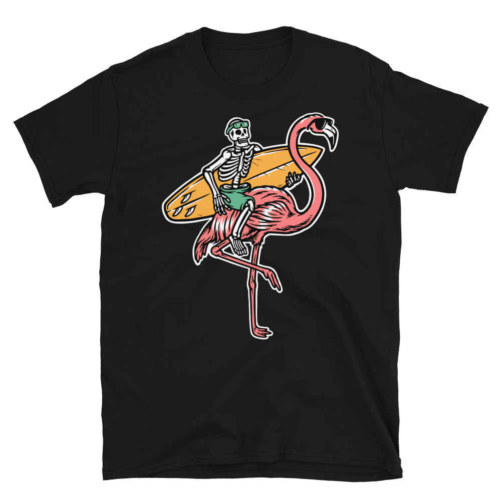 skull and flamingo get ready to surf Fit Unisex Softstyle T-Shirt