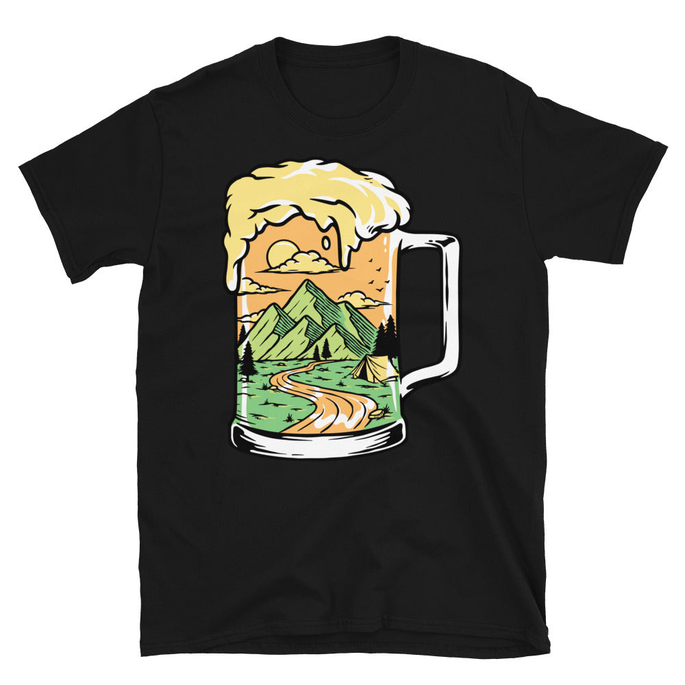 Drinking a Beer on the Mountain - Fit Unisex Softstyle T-Shirt