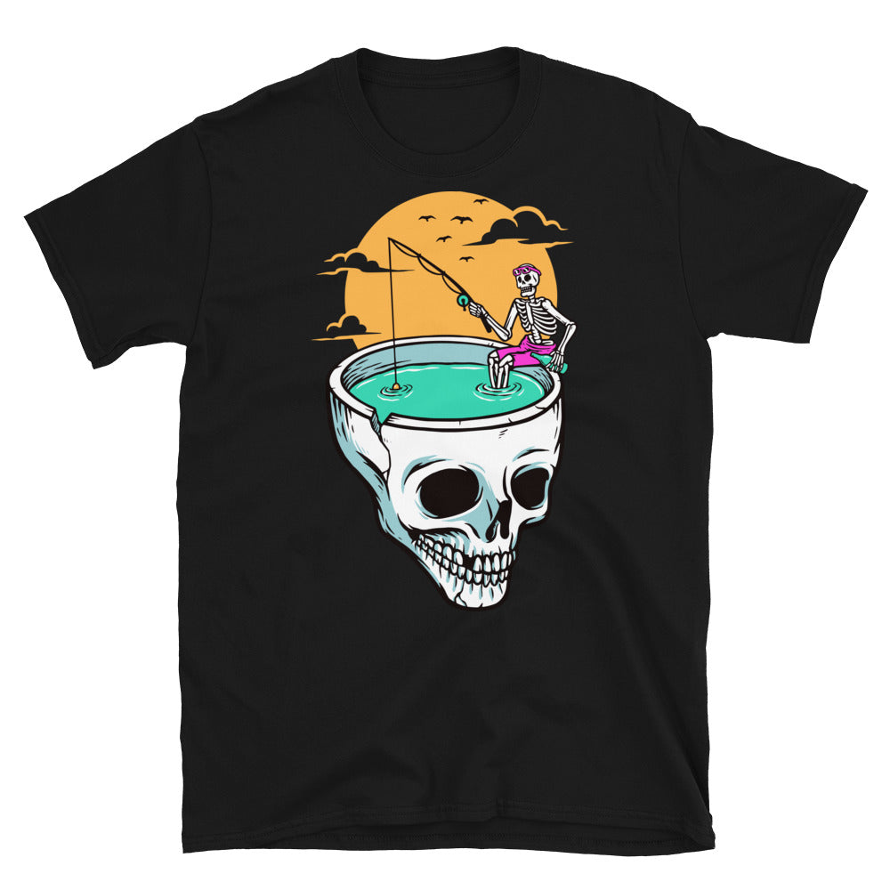 Fishing in a Scary Skull - Fit Unisex Softstyle T-Shirt