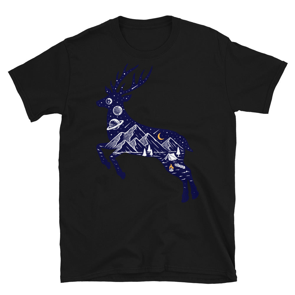 Silhouette of deer and nature Fit Unisex Softstyle T-Shirt