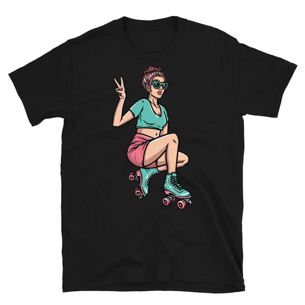 Mujer joven en patines Fit Unisex Softstyle Camiseta