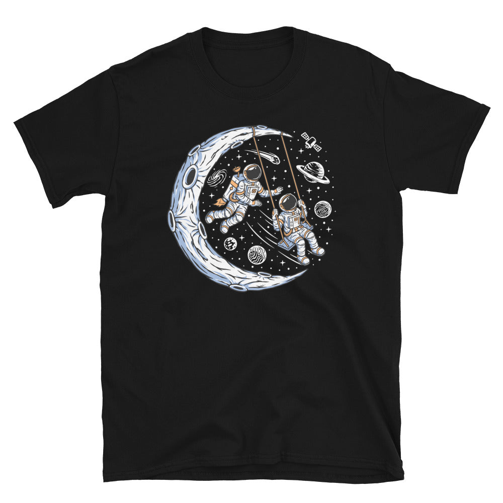 Astronauts Playing, Swinging on the Moon - Fit Unisex Softstyle T-Shirt