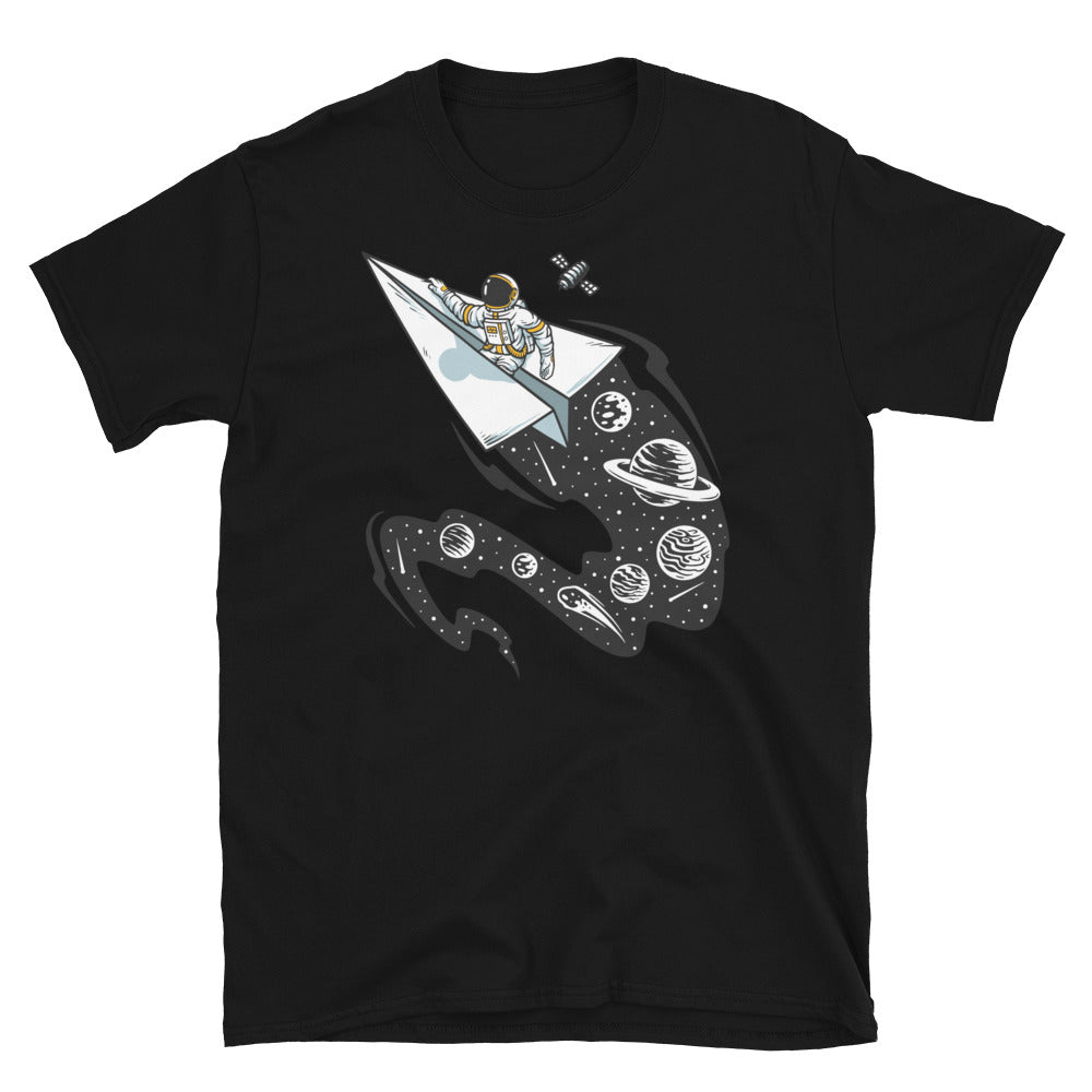 Astronauts Flying on Paper Ships - Fit Unisex Softstyle T-Shirt