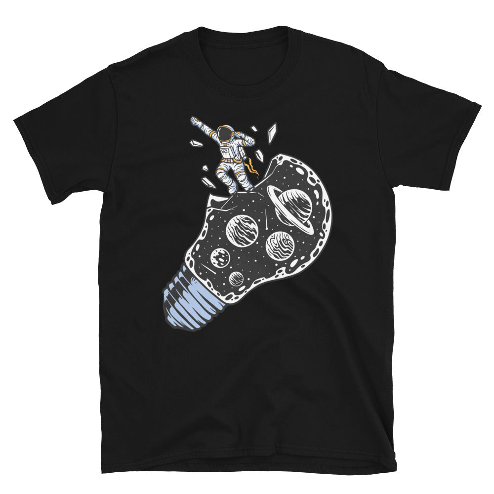 Astronauts Fly out of the Bulb Universe - Fit Unisex Softstyle T-Shirt