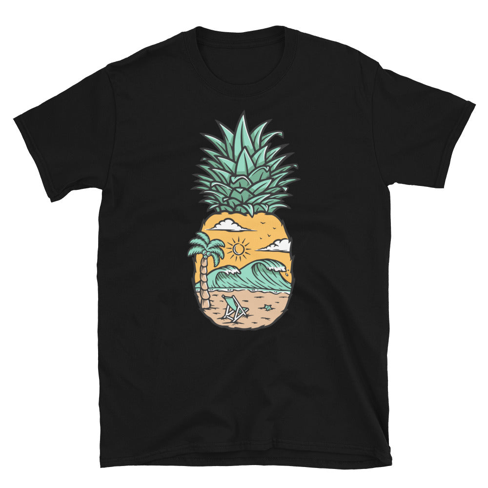 Beach View in Pineapple - Fit Unisex Softstyle T-Shirt