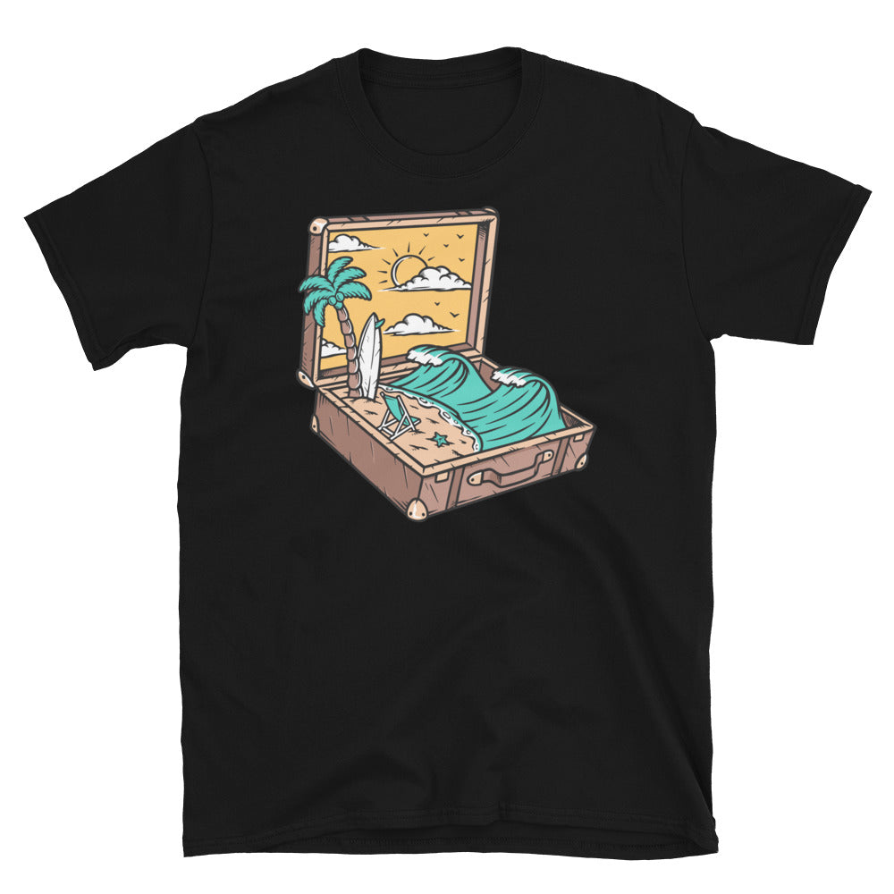 Beach View in Old Suitcase - Fit Unisex Softstyle T-Shirt