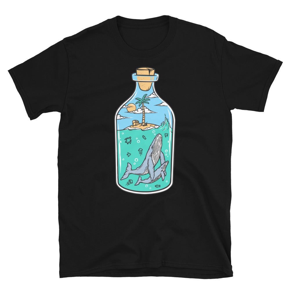 Beach and Whale in a Bottle - Fit Unisex Softstyle T-Shirt