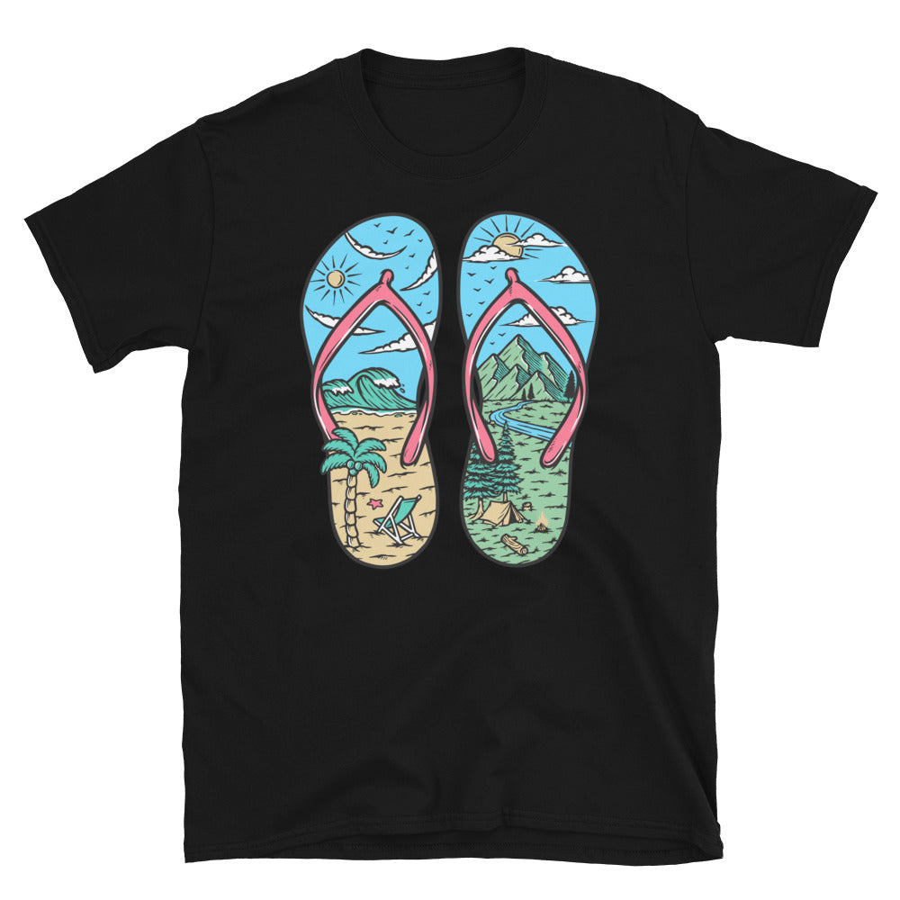 Beach and Mountain Sandals - Fit Unisex Softstyle T-Shirt