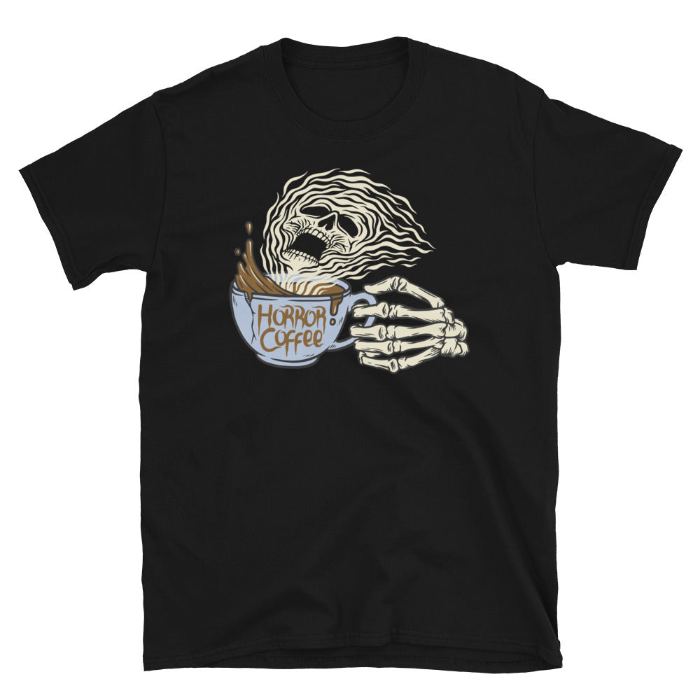 Camiseta de estilo suave unisex con ajuste de café de terror