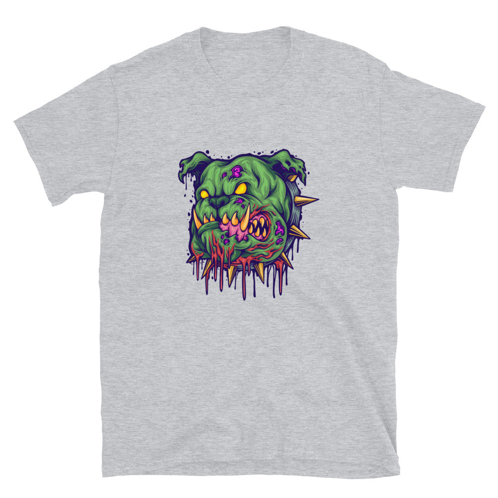 Scary bulldog zombie head Fit Unisex Softstyle T-Shirt