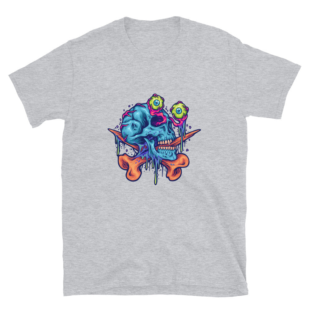 Scary zombie skull eyeballs Fit Unisex Softstyle T-Shirt