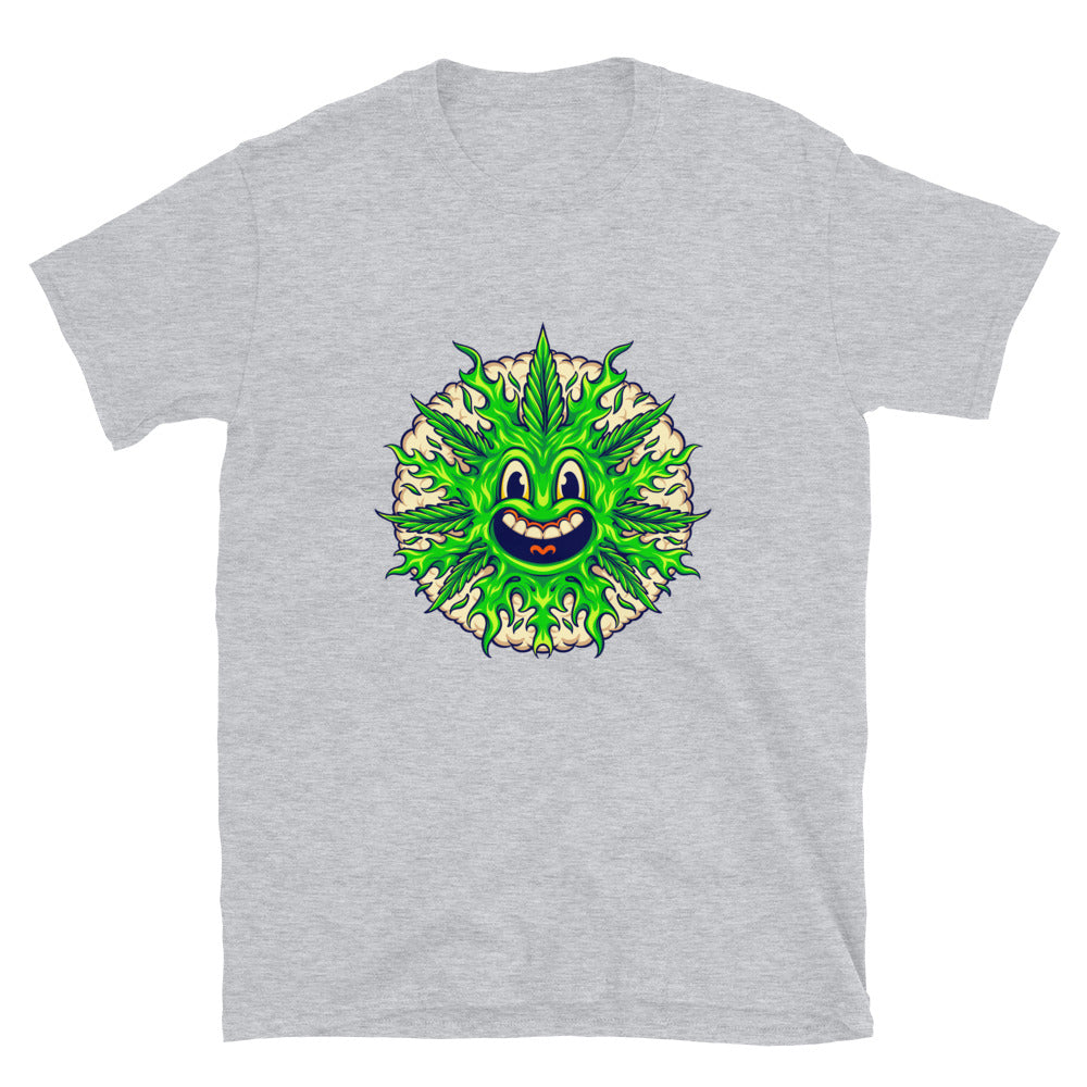 Weed leaf cute emoji with smoke bubble Fit Unisex Softstyle T-Shirt