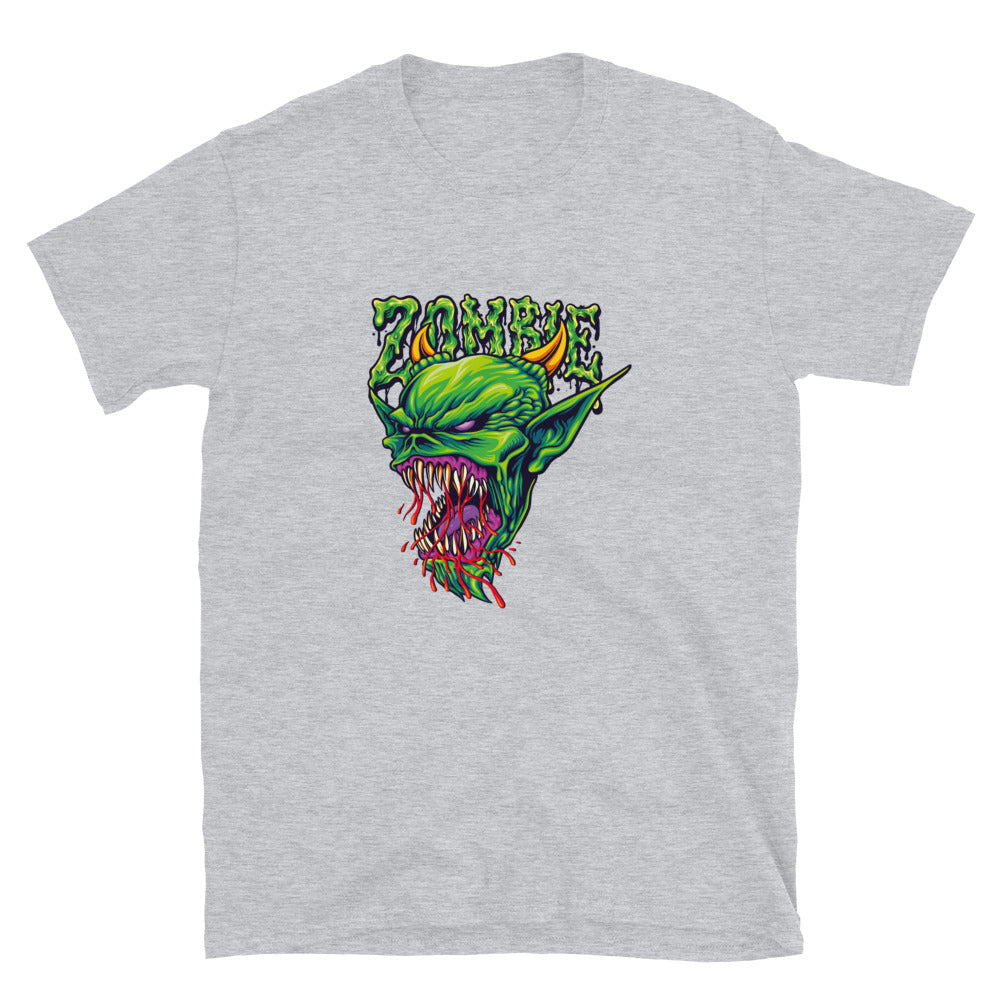 Scary green head zombie blood Fit Unisex Softstyle T-Shirt