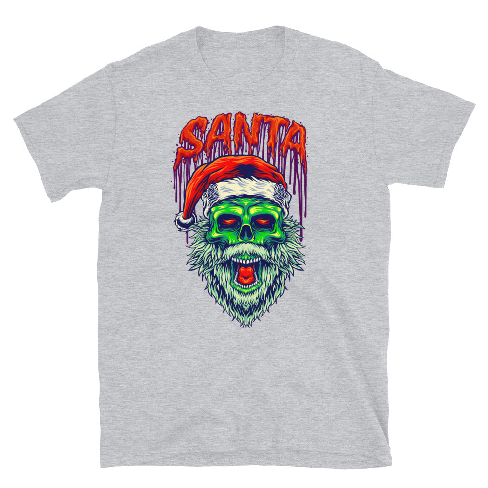 Santa Green Skull Skeleton Horror Fit Unisex Softstyle T-Shirt