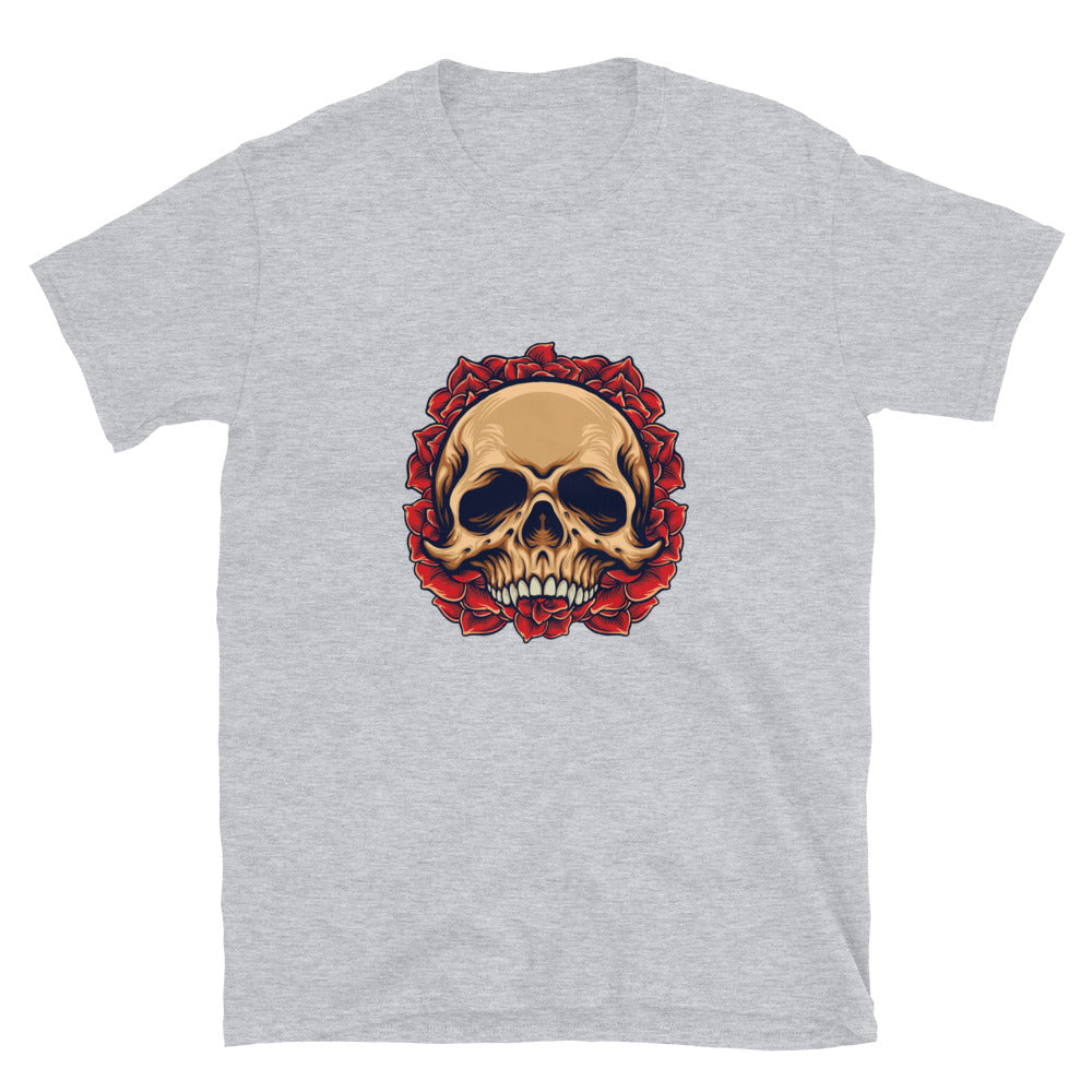Sugar Skull Roses Frame Fit Unisex Softstyle T-Shirt