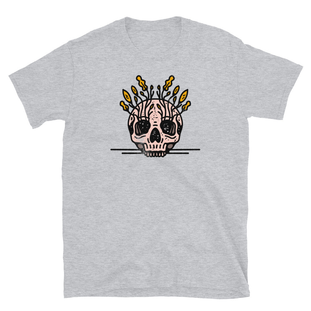 Skull with Plants Coming Out Fit Unisex Softstyle T-Shirt