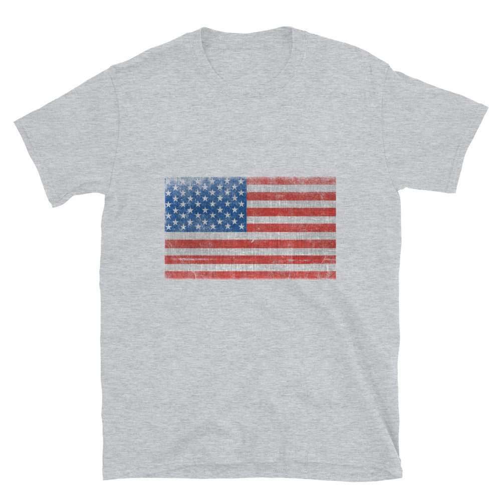 USA Grunge Flag Fit Unisex Softstyle T-Shirt