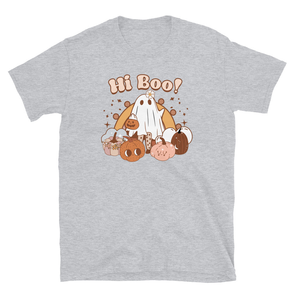 Cute Ghost Hi Boo! Retro Halloween Fit Unisex Soft style T-Shirt