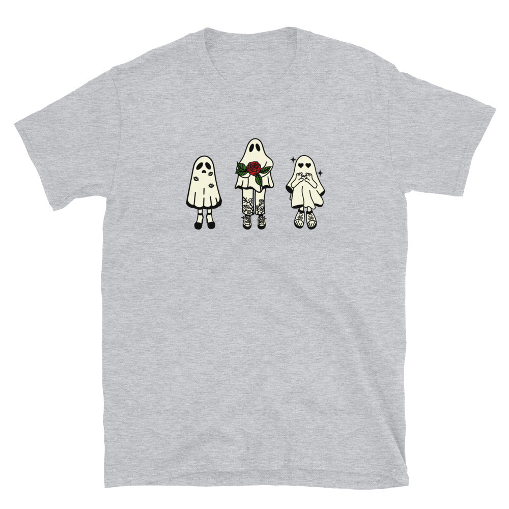 3 Cute Spooky Ghosts, Retro Halloween Fit Unisex Soft style T-Shirt