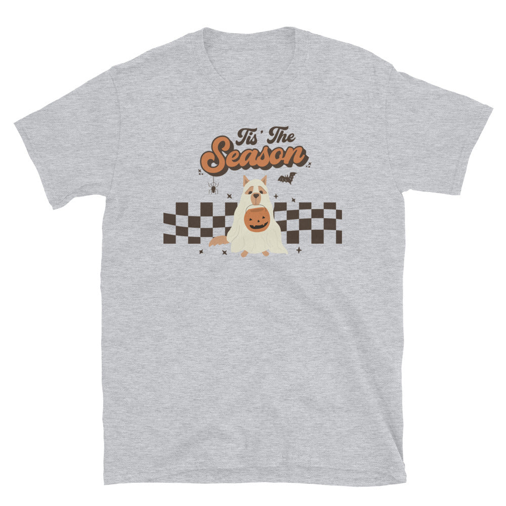 Tis the Season Dog Ghost - Retro Halloween Fit Unisex Softstyle T-Shirt