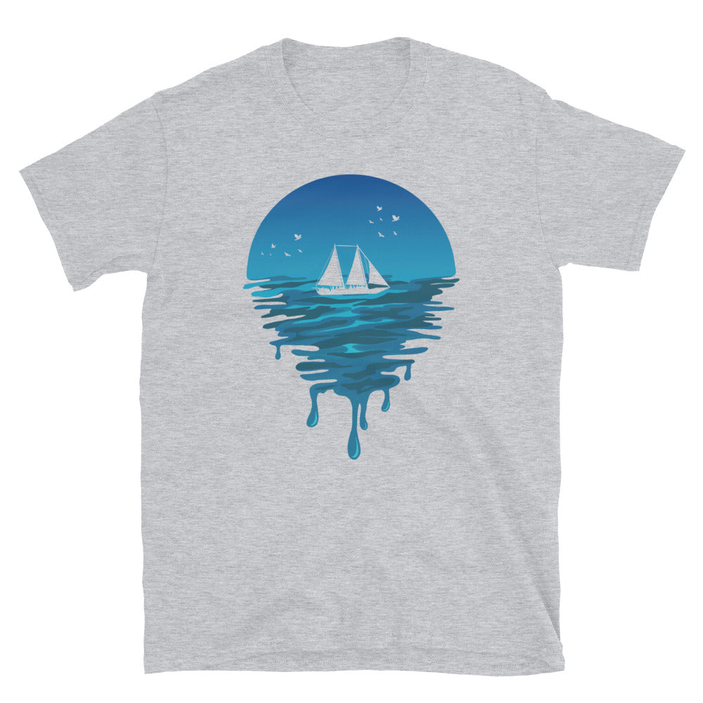 Sailboat in Melted Ocean Fit Unisex Softstyle T-Shirt