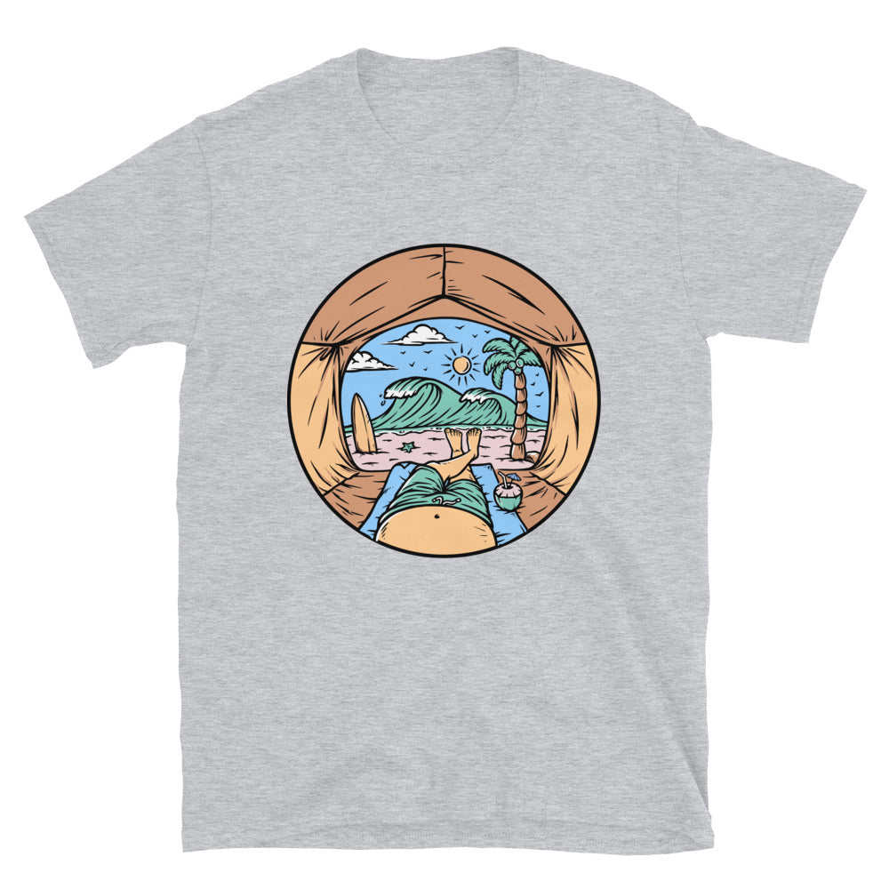 see the beach from inside the tent Fit Unisex Softstyle T-Shirt