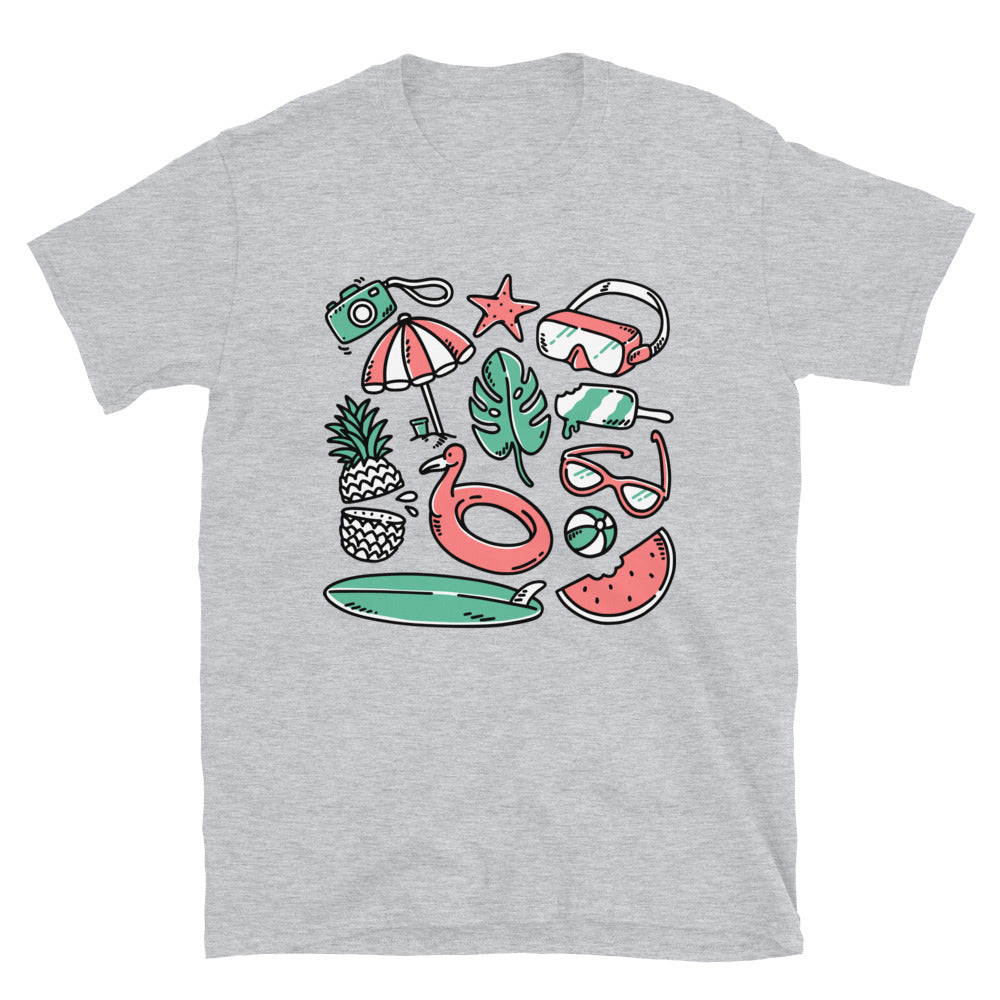 Set of hand drawn beach elements Fit Unisex Softstyle T-Shirt