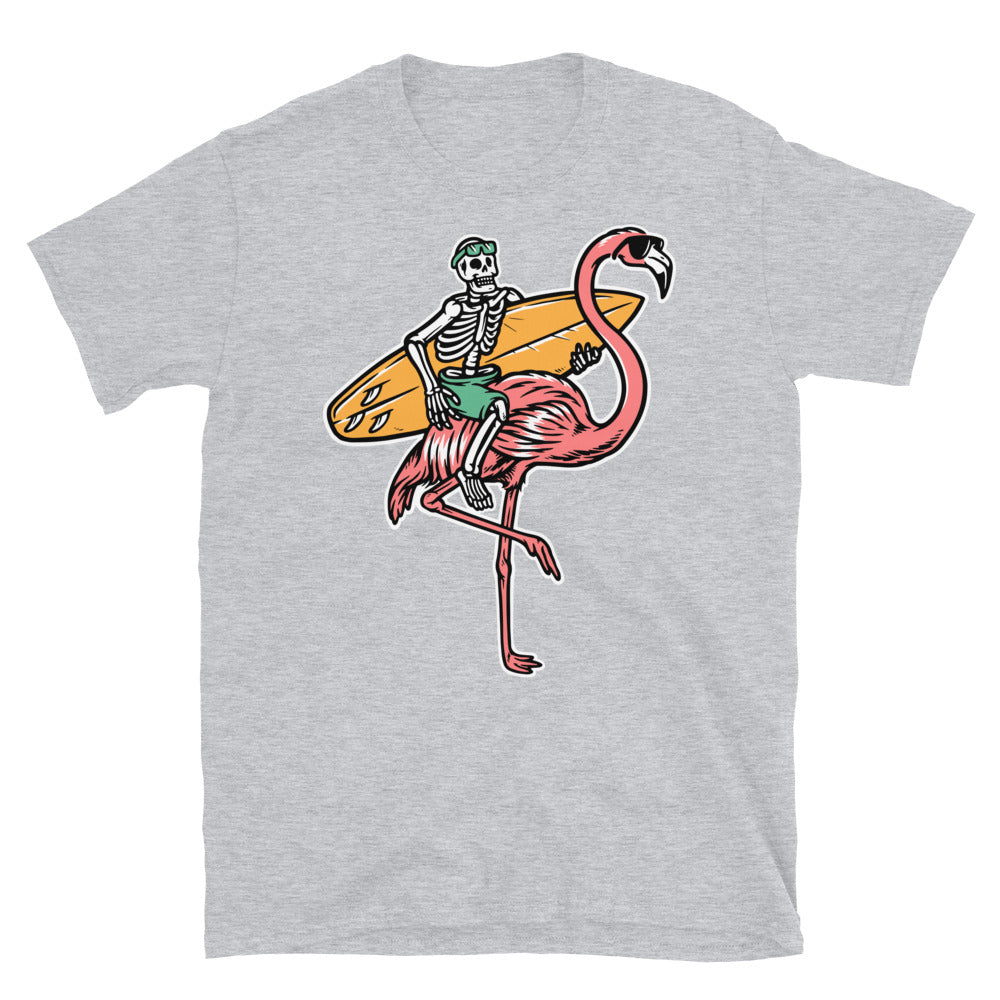 skull and flamingo get ready to surf Fit Unisex Softstyle T-Shirt
