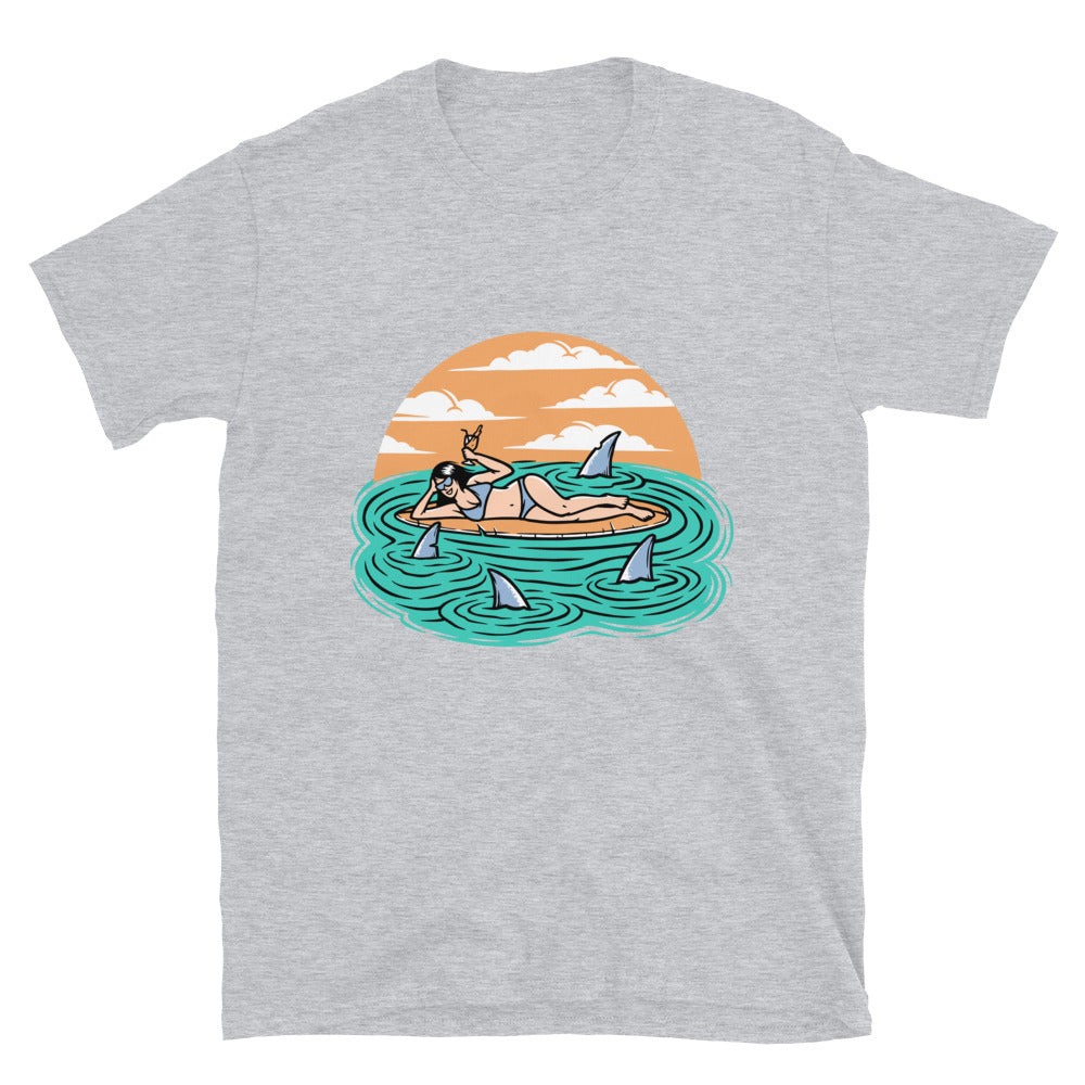 Woman Surfer Lying on Surfboard Fit Unisex Softstyle T-Shirt