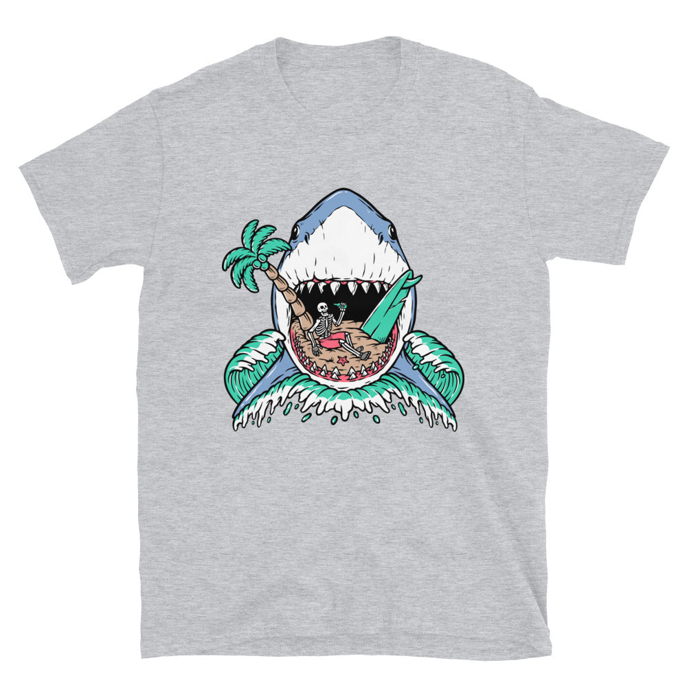Shark attack on the beach Fit Unisex Softstyle T-Shirt