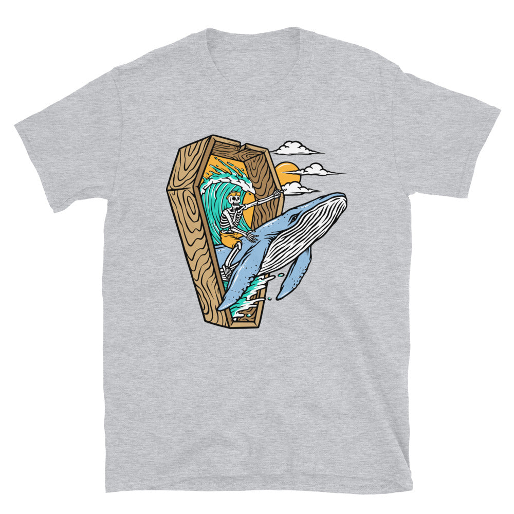 Skeleton riding a whale Fit Unisex Softstyle T-Shirt