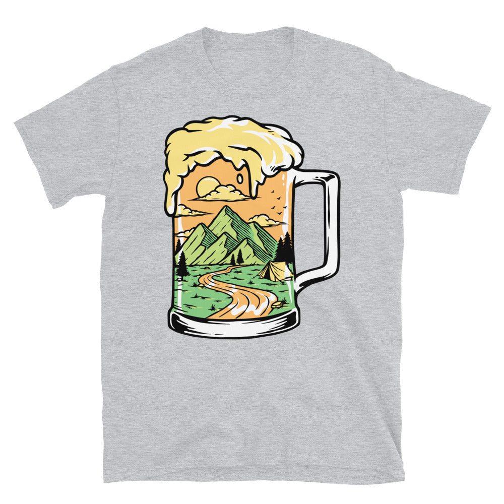 Drinking a Beer on the Mountain - Fit Unisex Softstyle T-Shirt
