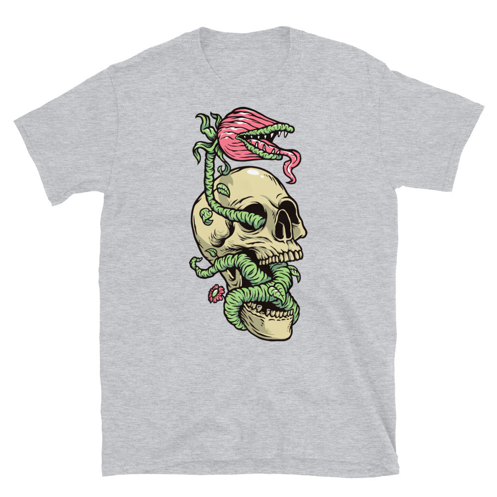 Skull and monster plant Fit Unisex Softstyle T-Shirt