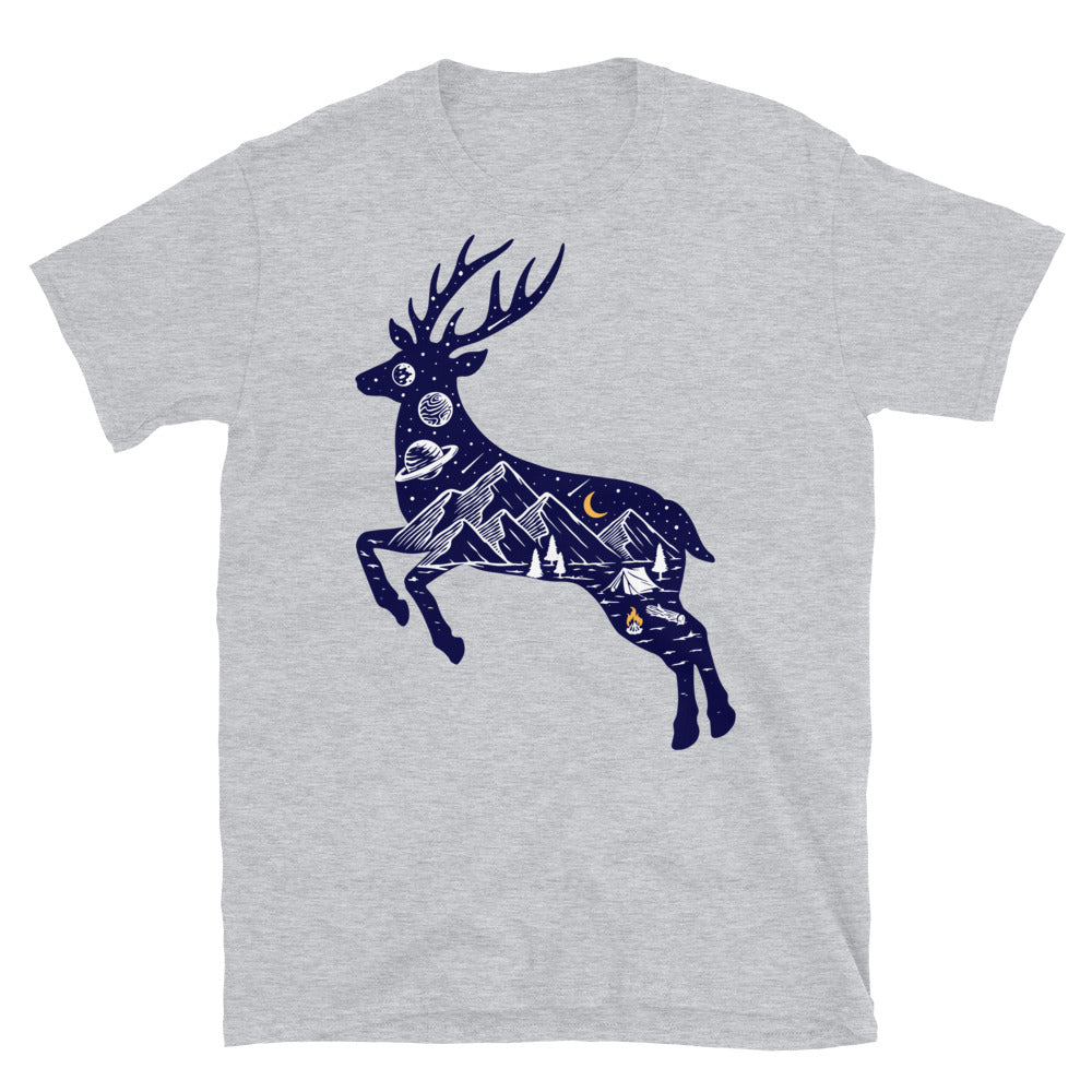 Silhouette of deer and nature Fit Unisex Softstyle T-Shirt