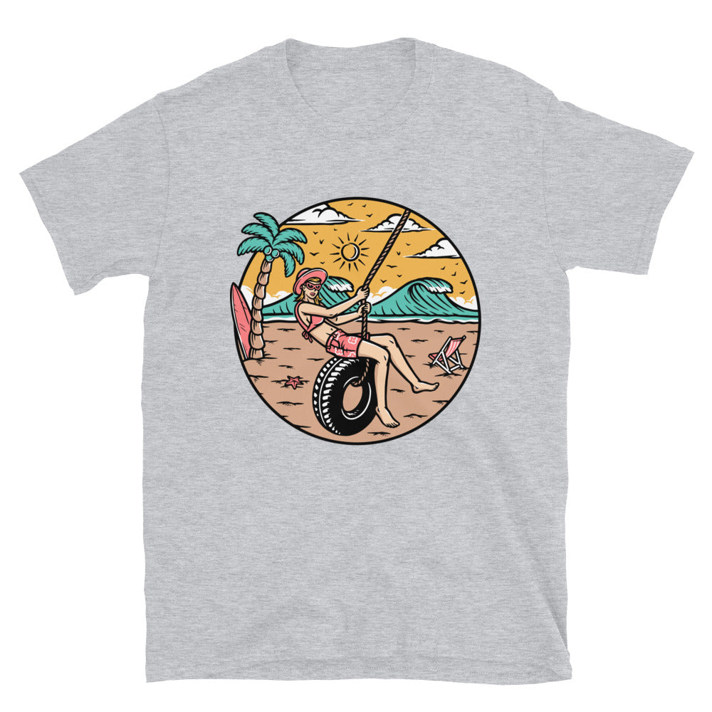 Mujeres divirtiéndose en la playa Fit Unisex Softstyle Camiseta