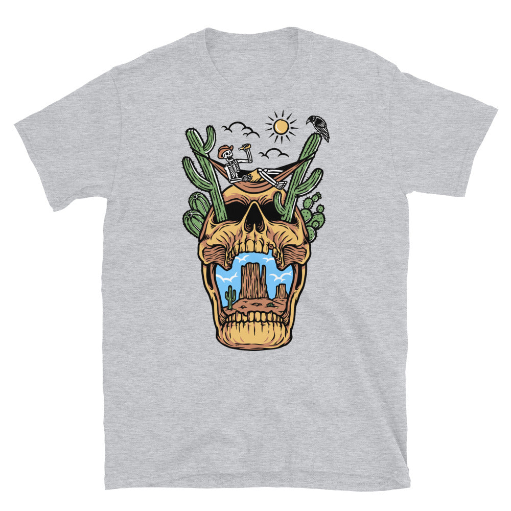 Skull relaxing in the desert Fit Unisex Softstyle T-Shirt