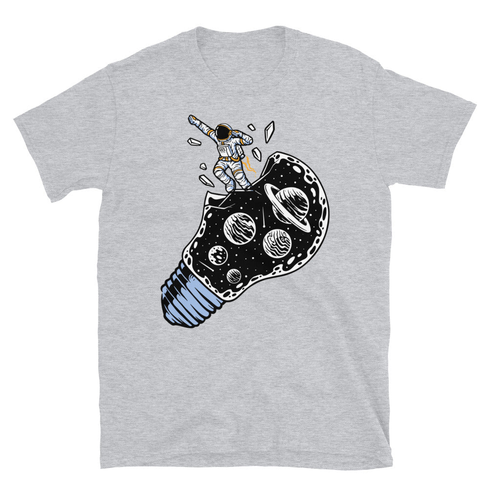 Astronauts Fly out of the Bulb Universe - Fit Unisex Softstyle T-Shirt