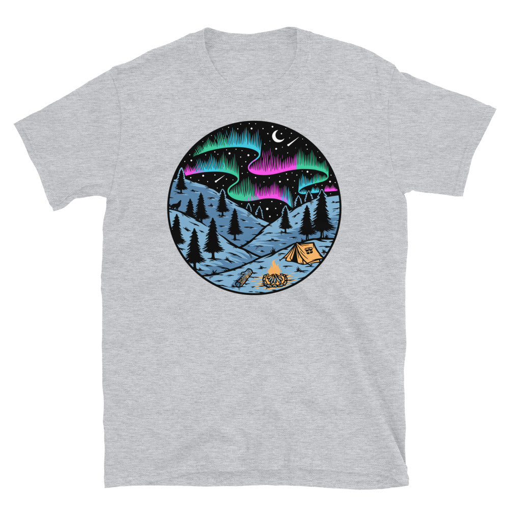 Camping Under the Aurora - Fit Unisex Softstyle T-Shirt