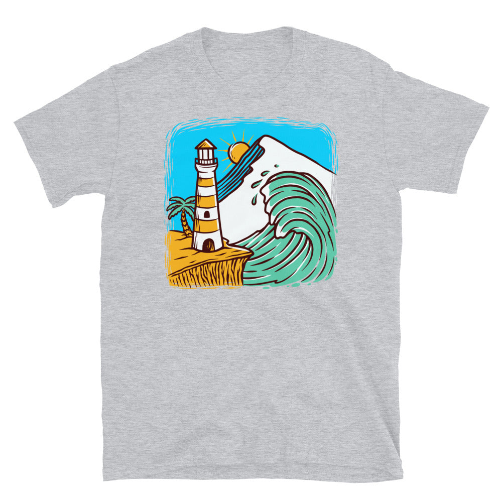 Lighthouse and waves Fit Unisex Softstyle T-Shirt