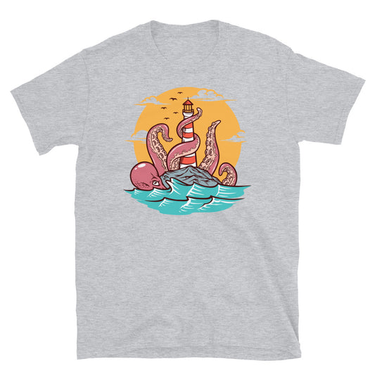 Octopus and lighthouse Fit Unisex Softstyle T-Shirt