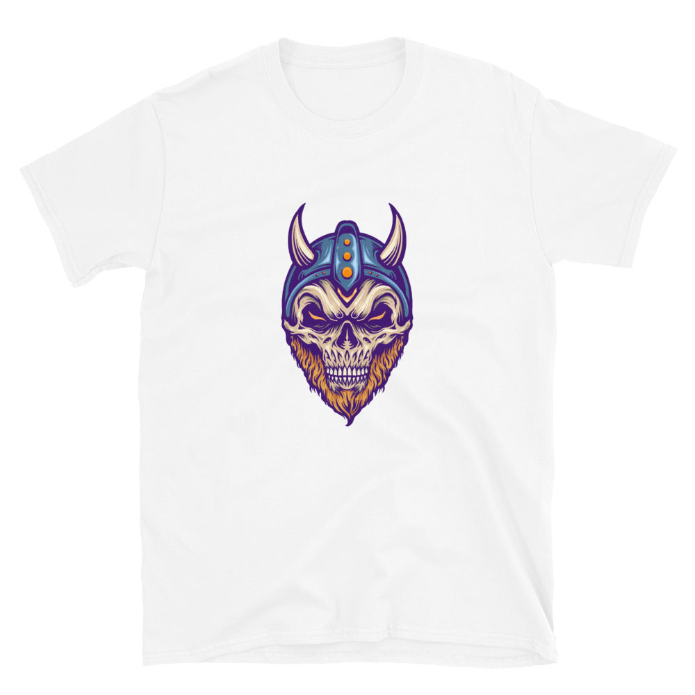 Viking Skull Head with Horn Helmet Fit Unisex Softstyle T-Shirt