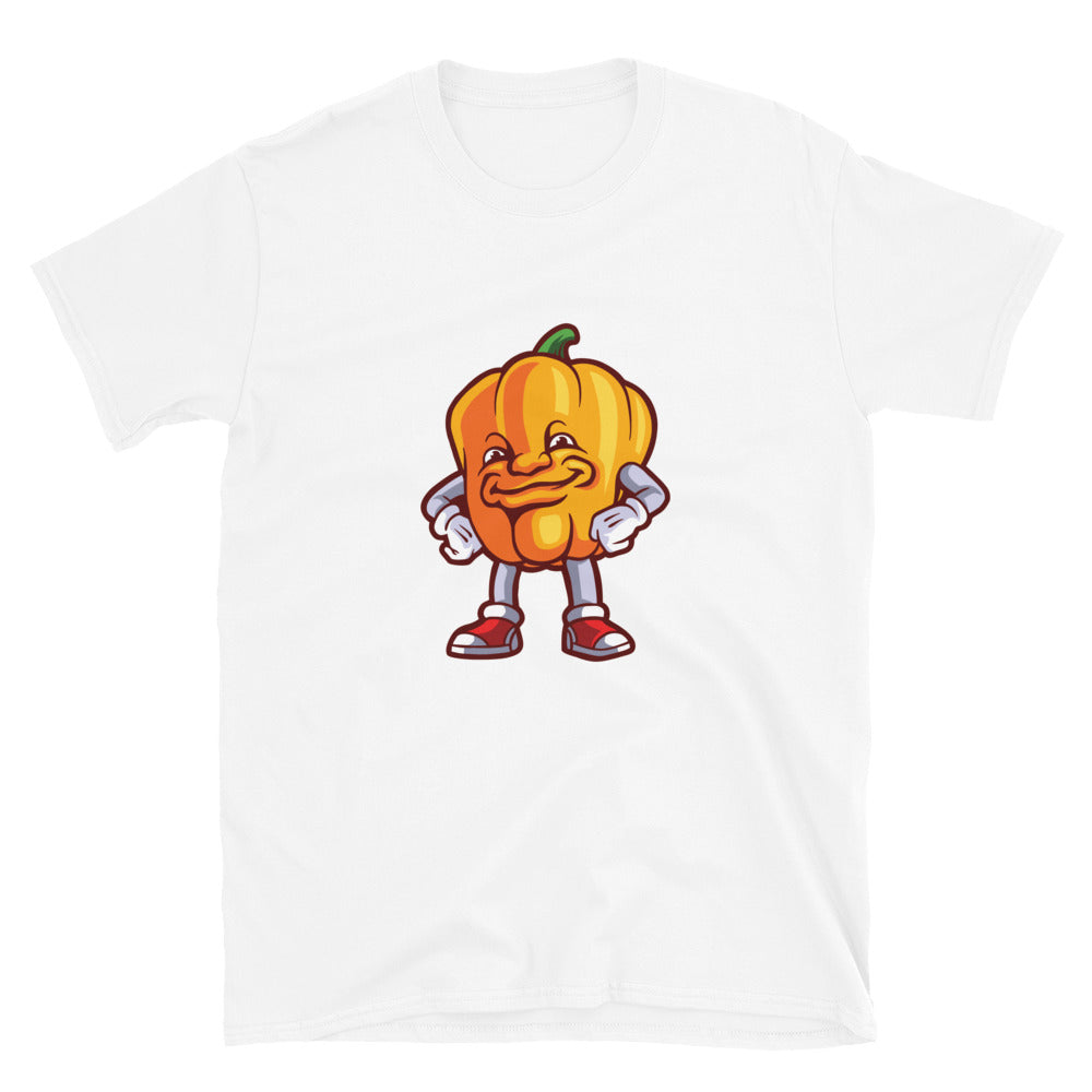 Vegetarisches Lächeln Paprika Maskottchen Fit Unisex Softstyle T-Shirt