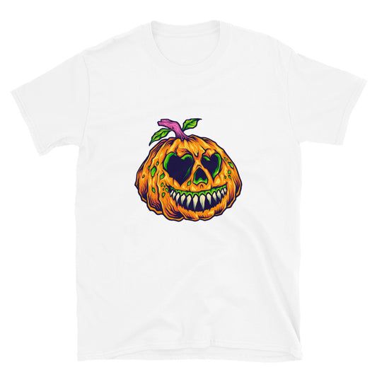 Camiseta de estilo suave unisex con diseño de calabazas malvadas y aterradoras de halloween