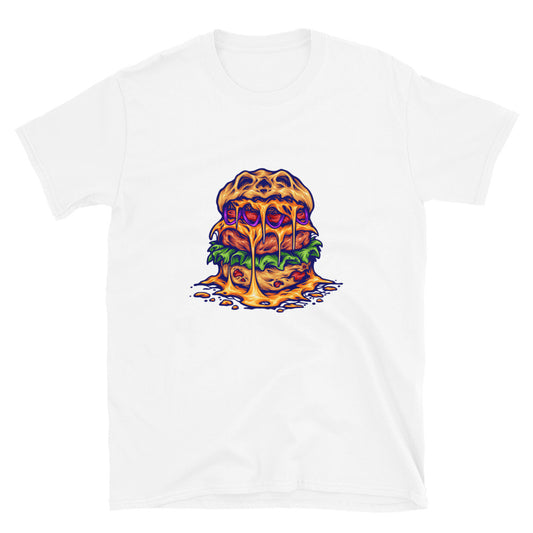 Gruseliges Burger-Monster-Cartoon-passendes Unisex-Softstyle-T-Shirt