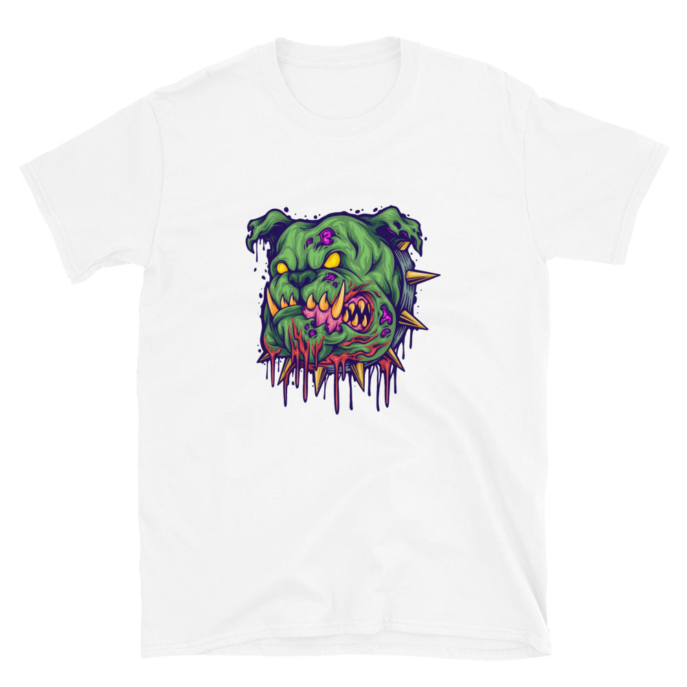Scary bulldog zombie head Fit Unisex Softstyle T-Shirt